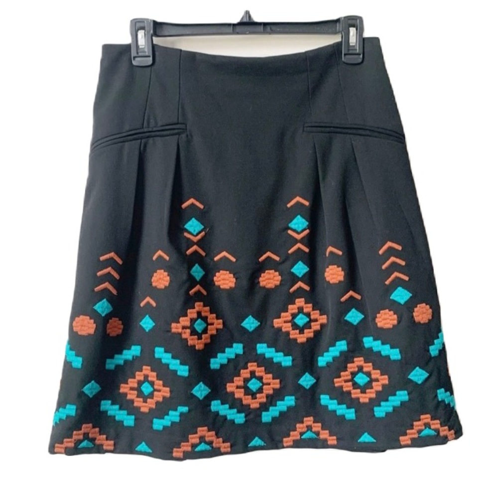 NANETTE LEPORE Geometric Embroidered A Line Skirt
